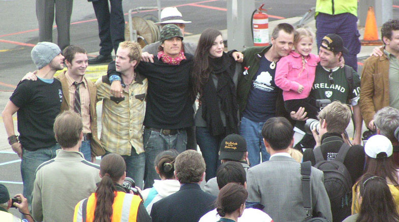 with LOTR cast - Leaving New Zealand after The Return Of The King Premiere, December 2nd 2003