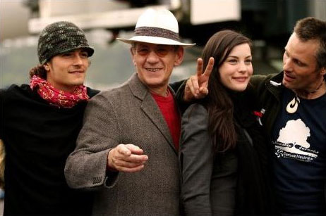 with Orlando Bloom, Ian McKellen and Viggo Mortensen
