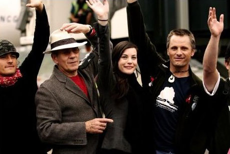 with Orlando Bloom, Ian McKellen and Viggo Mortensen