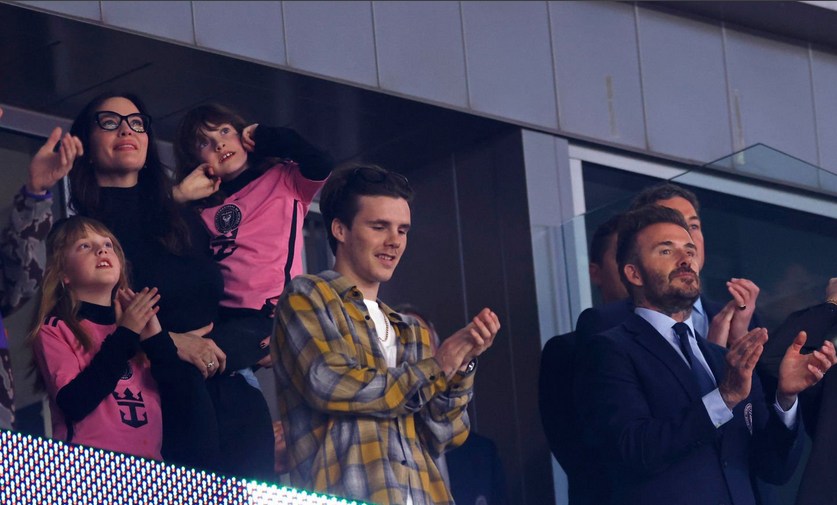 with Sailor, Lula, Brooklyn Beckham, David Beckham and David Gardner