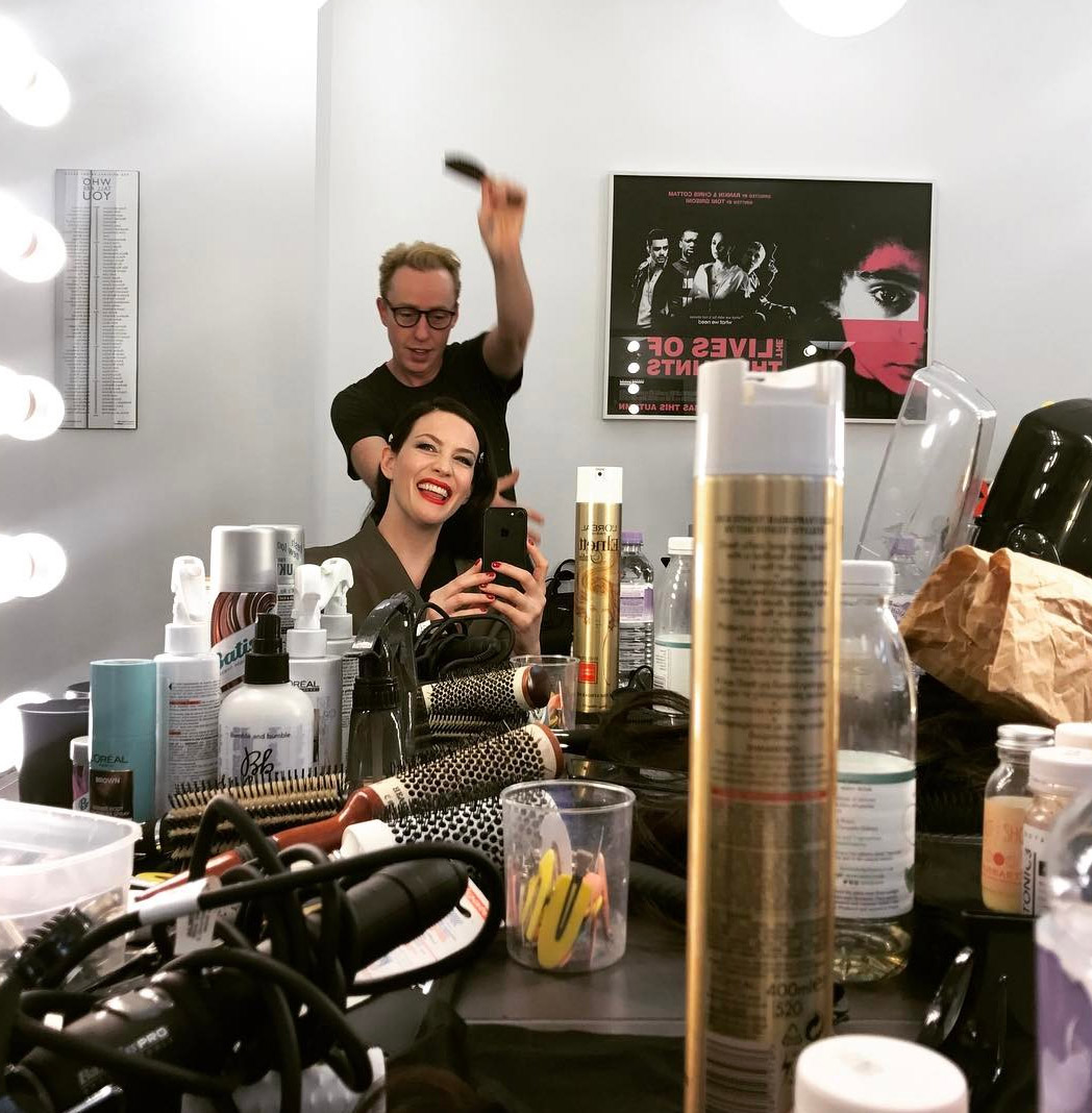 "Love a little photo shoot glam from @jamesbrowncreatives .... @pollyosmond"