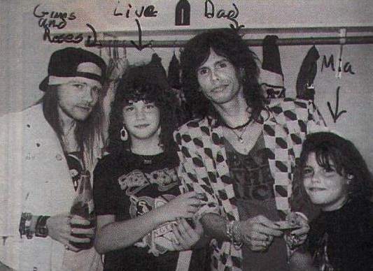 with Axl Rose, dad Steven Tyler and sister Mia Tyler