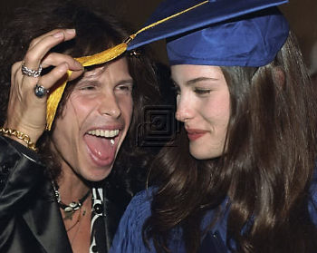 with dad - Steven Tyler - at her high school graduation, May 1995