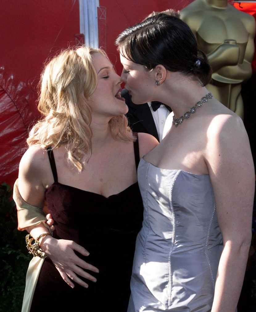 with Drew Barrymore, at Oscars 1999