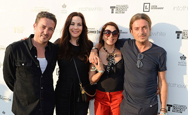 with fiance David Gardner, Sadie Frost and Darren Strowger