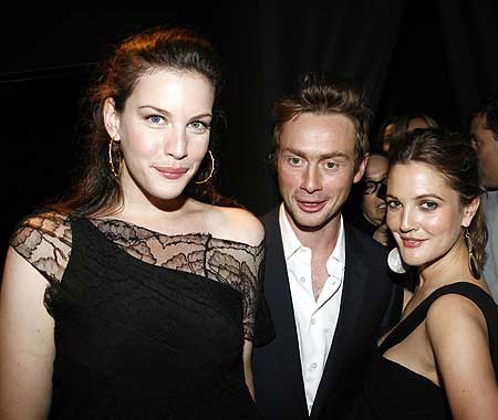 with husband Royston Langdon and Drew Barrymore