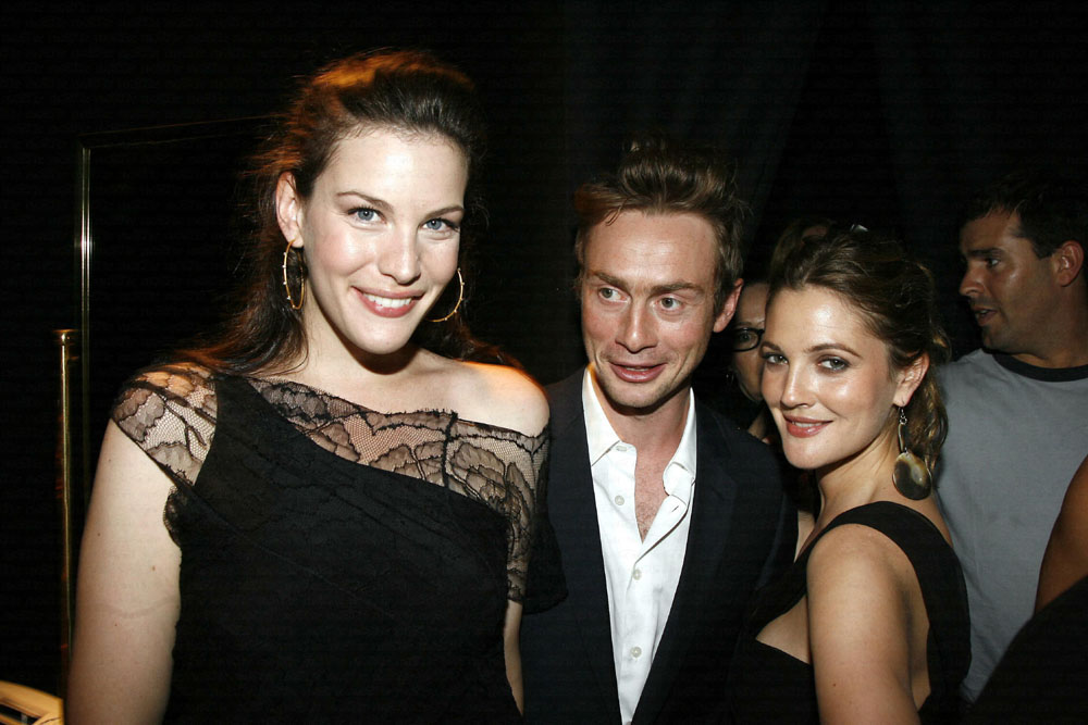 with husband Royston Langdon and Drew Barrymore
