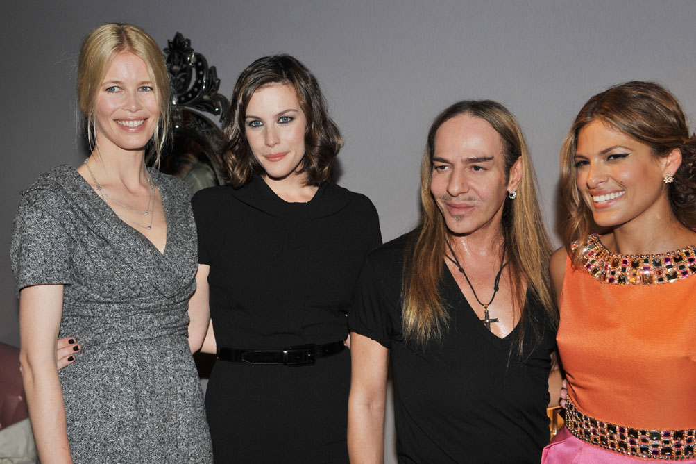 with Claudia Schiffer, John Galliano and Eva Mendes
