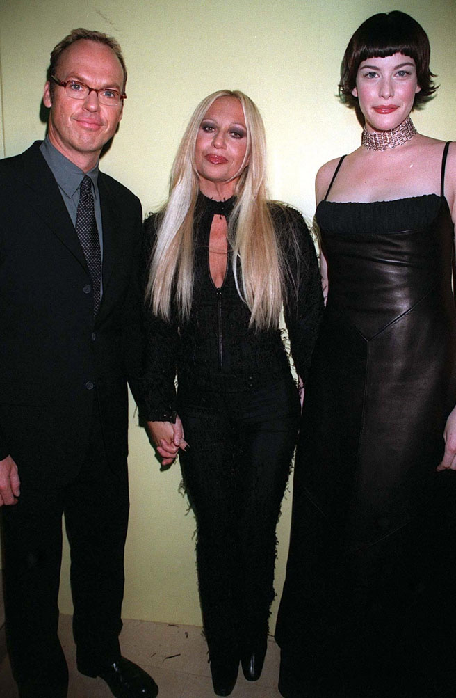 with Michael Keaton and Donatella Versace