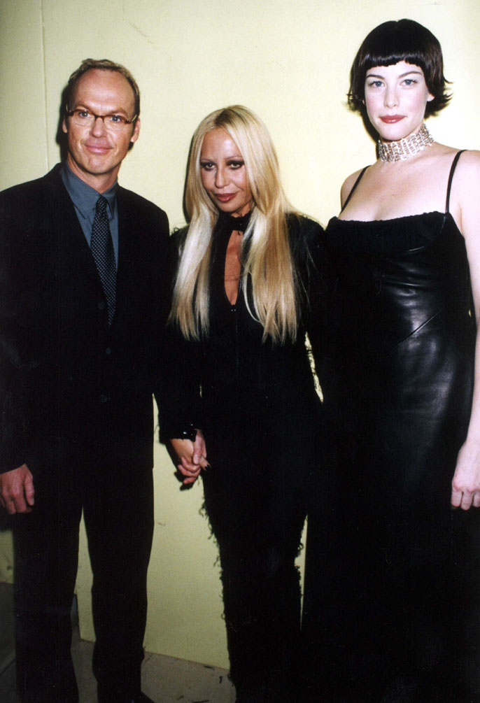 with Michael Keaton and Donatella Versace