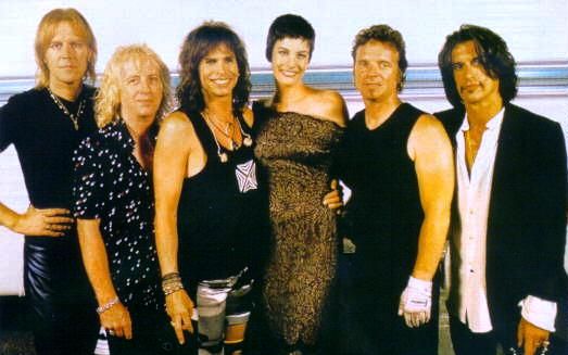 with Aerosmith - Tom Hamilton, Brad Whitford, dad Steven Tyler, Joey Kramer and Joe Perry