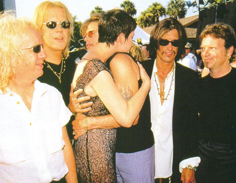 with Aerosmith - Brad Whitford, Tom Hamilton, dad Steven Tyler, Joe Perry and Joey Kramer
