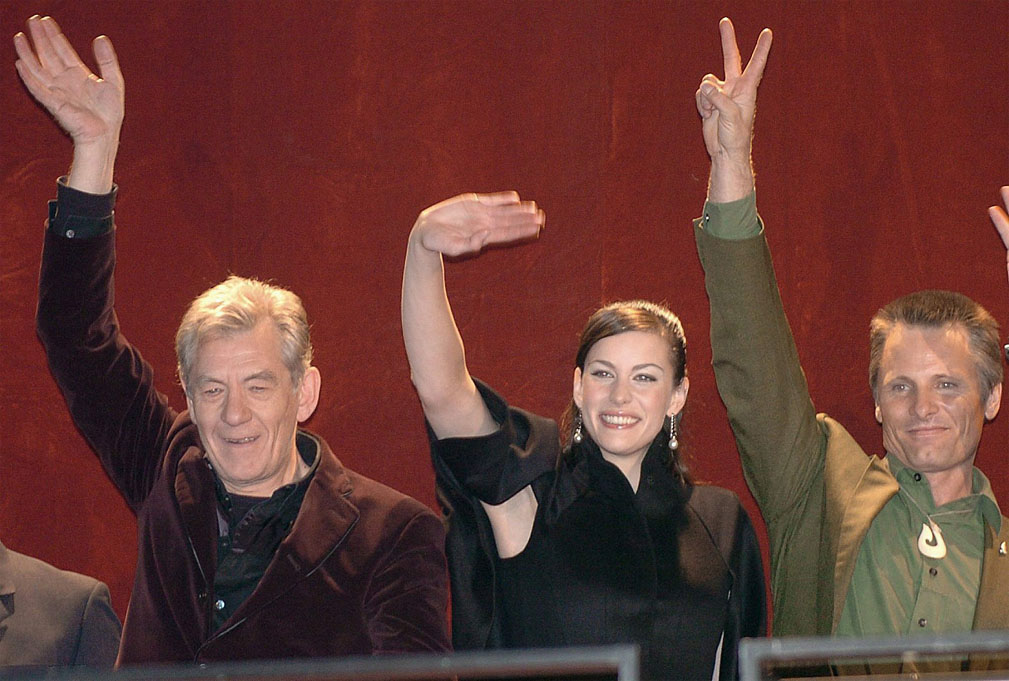 with Ian McKellen and Viggo Mortensen