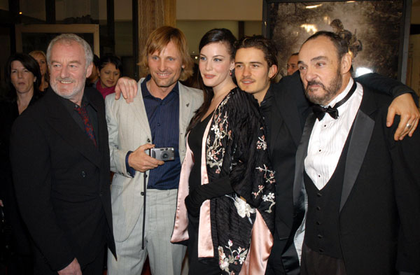with Bernard Hill, Viggo Mortensen, Orlando Bloom and John Rhys-Davies