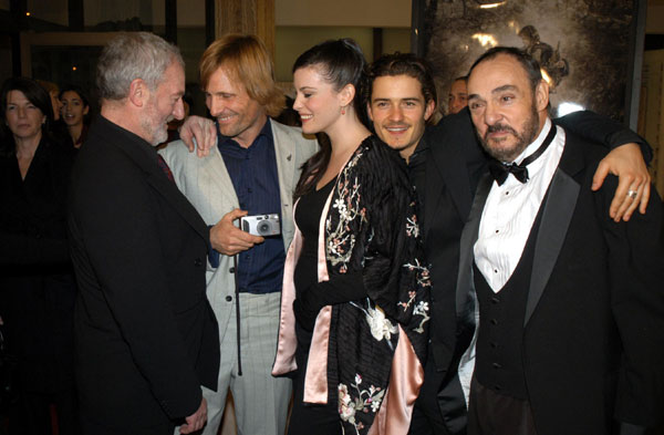 with Bernard Hill, Viggo Mortensen, Orlando Bloom and John Rhys-Davies