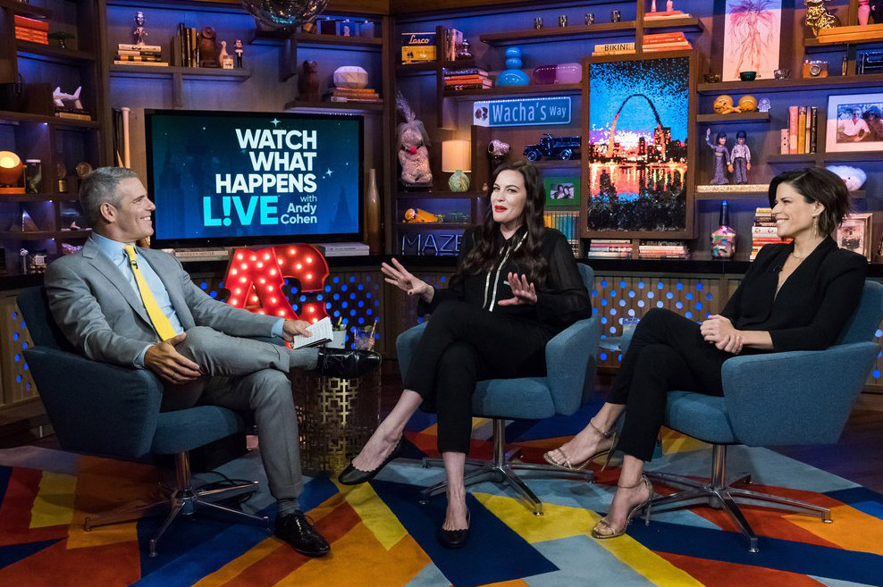 with Andy Cohen and Neve Campbell