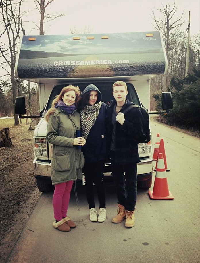 On the set - with Judy Greer and Cameron Monaghan