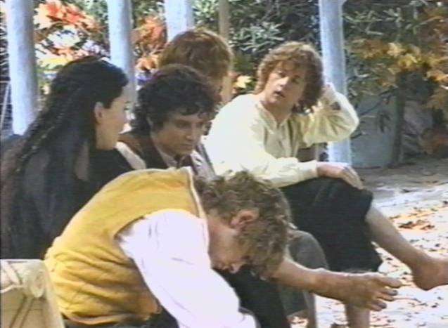 On the set - with Elijah Wood, Dominic Monaghan, Sean Astin and Billy Boyd