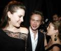 with husband Royston Langdon and Drew Barrymore