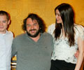 with Elijah Wood and Peter Jackson, at The Two Towers press conference, Paris, December 10th 2002