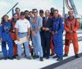 On the set - with Armageddon cast and crew
