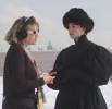 On the set - with director Martha Fiennes